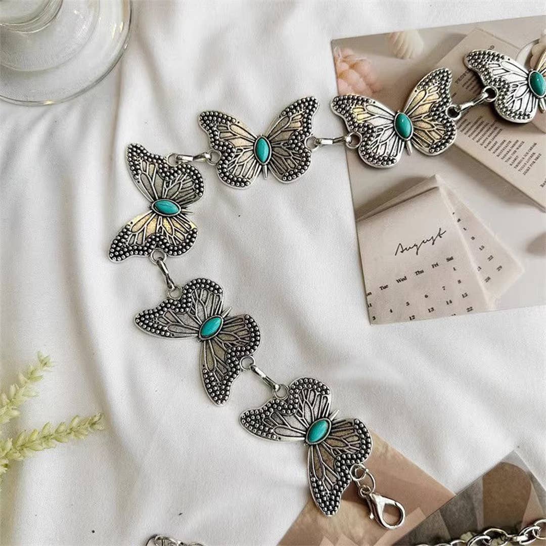 UNISHE - Ethnic Style Butterfly Metal Chain Waist Belt ZK3431