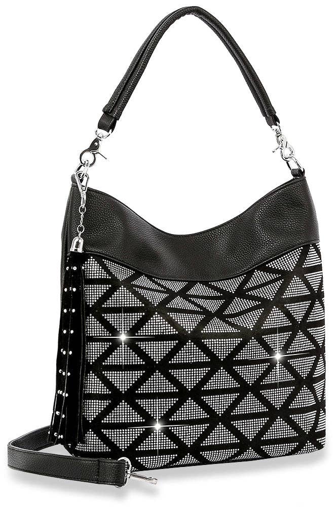 Handbag Express - Rhinestone Grid Hobo Handbag