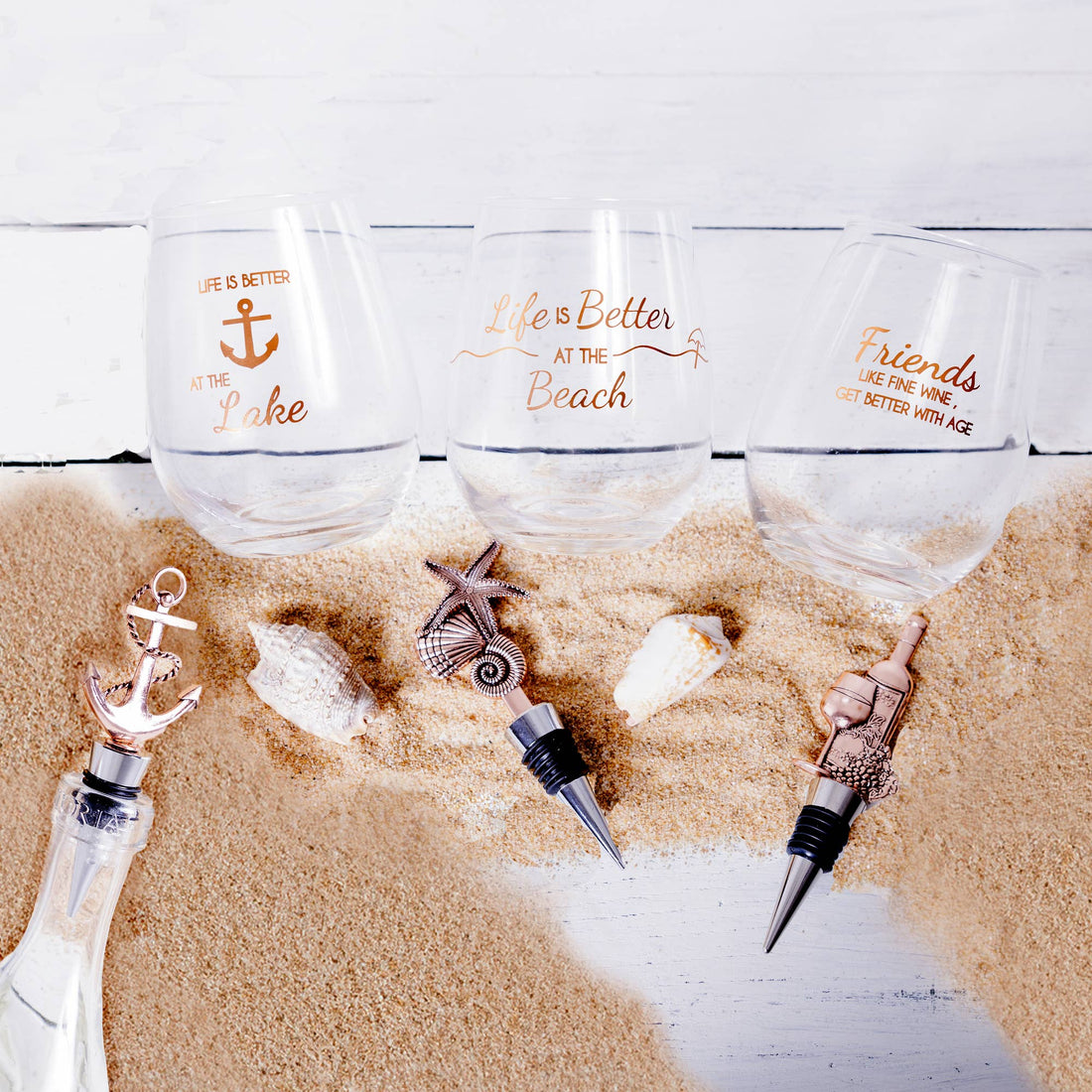 Pavilion - Friends - Bottle Stopper and 20 oz Stemless Gift Set