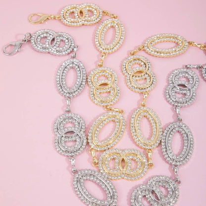 Collections by Fame Accessories - Pave Crystal Oval Link Chain Belt