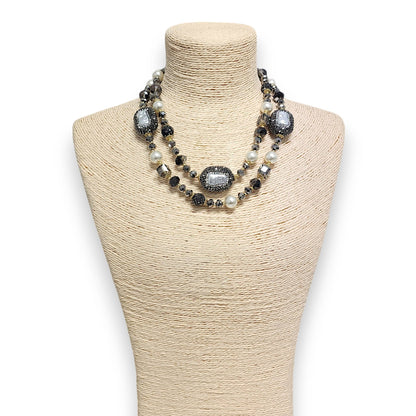 Bijoux Envie Statement Jewelry - Short Pearl Pavé Station Necklace | Statement Jewelry | Boho