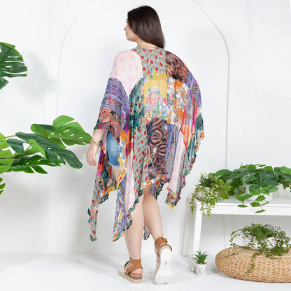  Natural Bohemian: Embroidered Color block Shrug