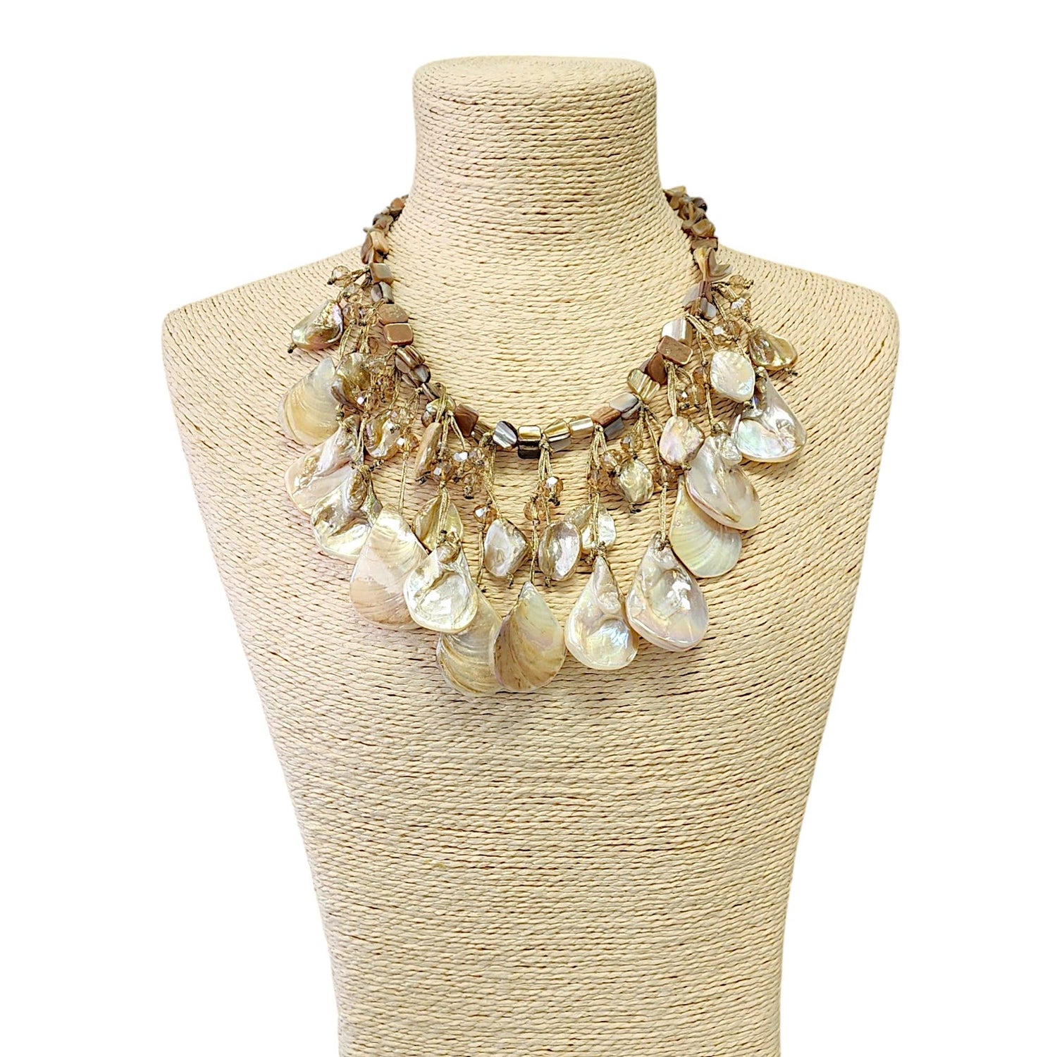 Bijoux Envie Statement Jewelry - Layered Seashell Statement Necklace | Coastal Jewelry | Boho