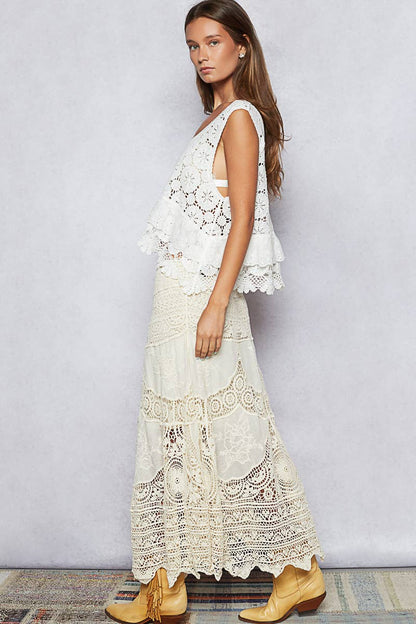 Pol Clothing - Crochet patterns embroidered maxi skirt