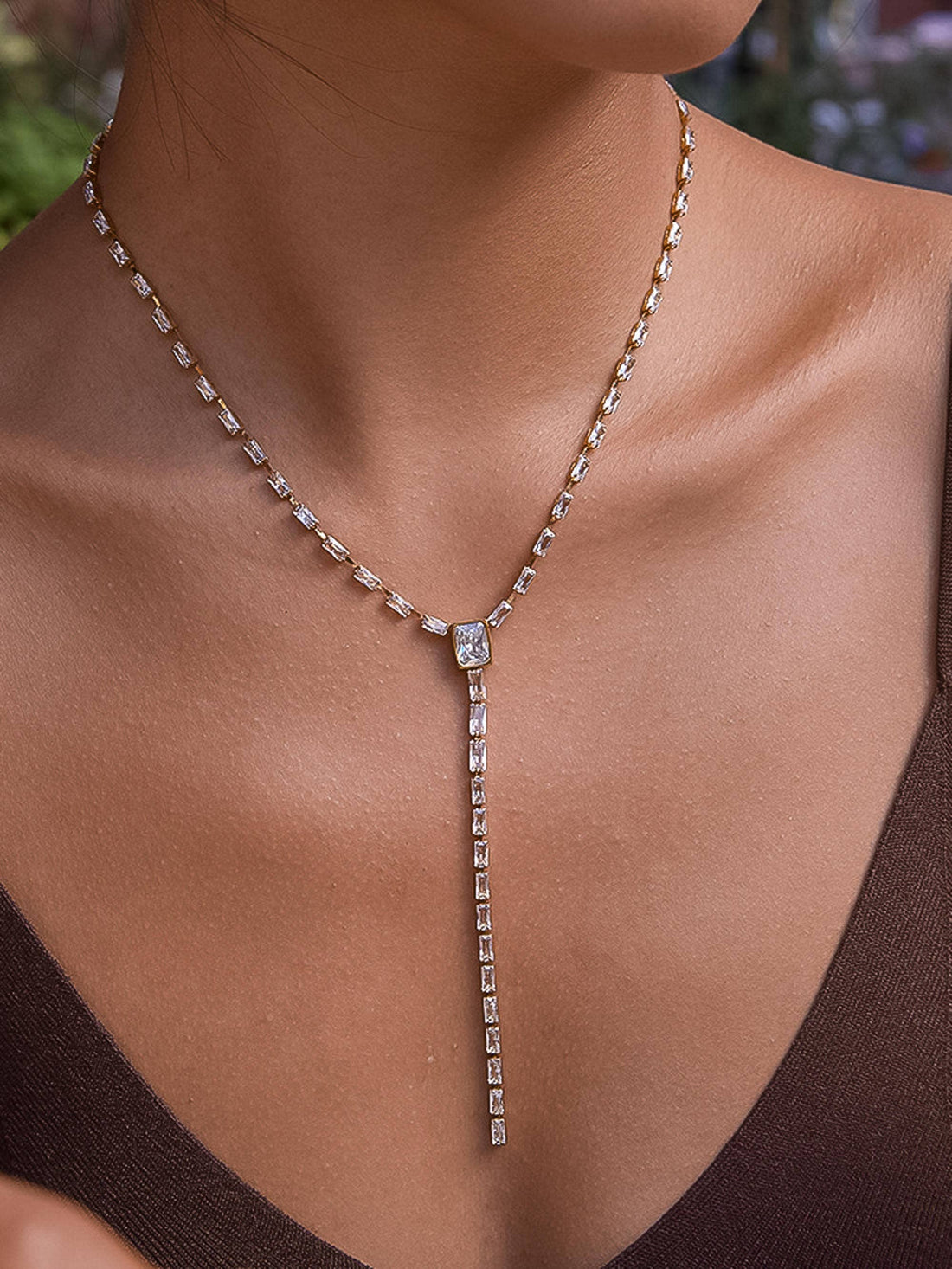 Flânerie by MAIQ - Cieline 18K Gold Non-Tarnish CZ Lariat Necklace