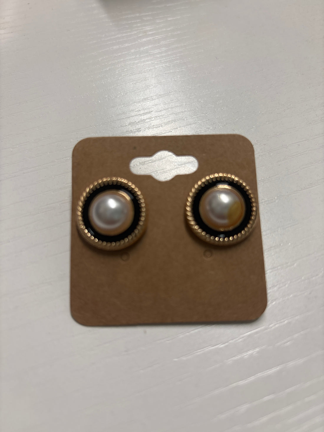 OhHeyBec--Clip on pearl and black gold studs