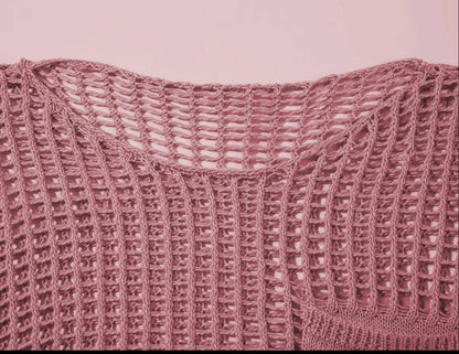 Serenity Collective - Hollow Out Knit Drop Sleeve Sweater