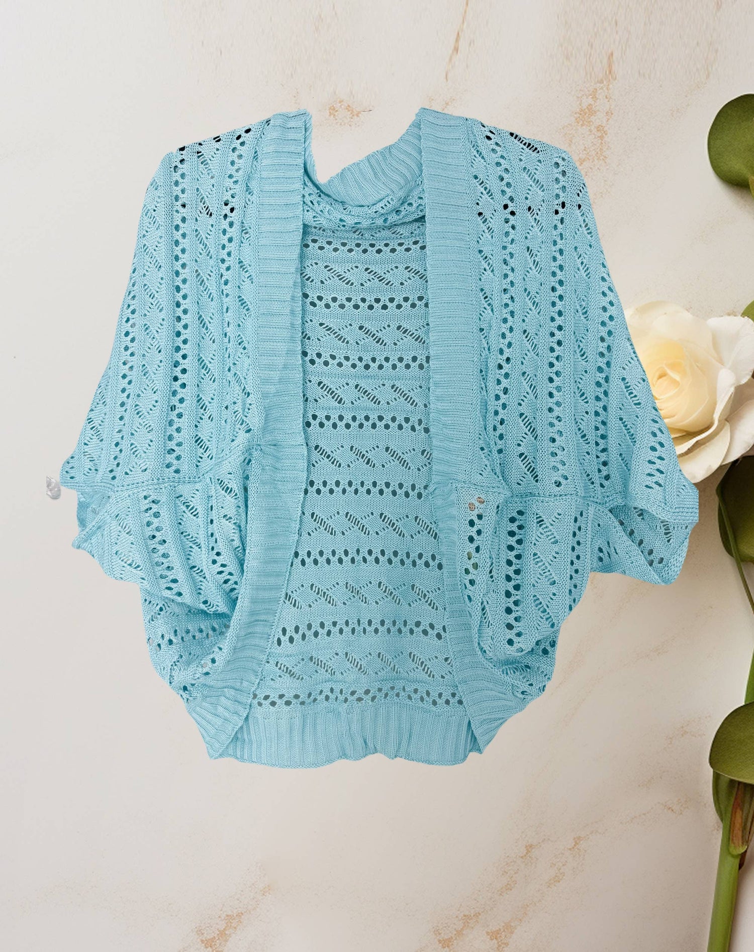 JC Sunny Fashion - Two-Way Hollow Out Open-Front Sweater/Scarf