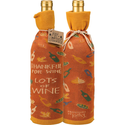Primitives by Kathy - Thankful For Wine Lots Of Wine Bottle Sock