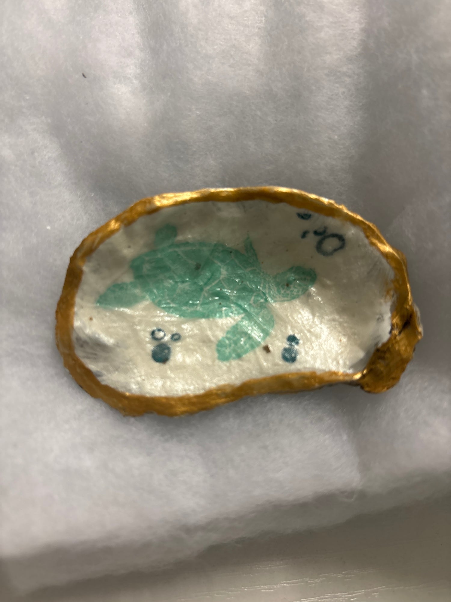 Hand Decoupaged and Painted Oyster Shells