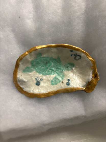 Hand Decoupaged and Painted Oyster Shells