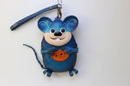Sunflower Handmade leather inc - Leather Mouse Wristlet Coin Purse with Cheese Detail