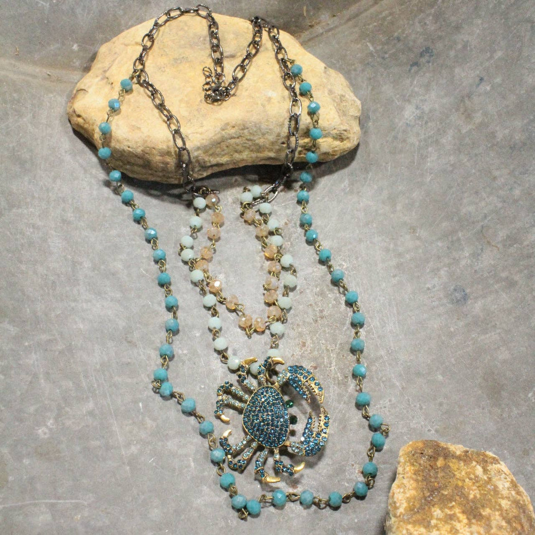 The Primitive Peddler, Inc. - The Crab Crawl Blue Layered Necklace
