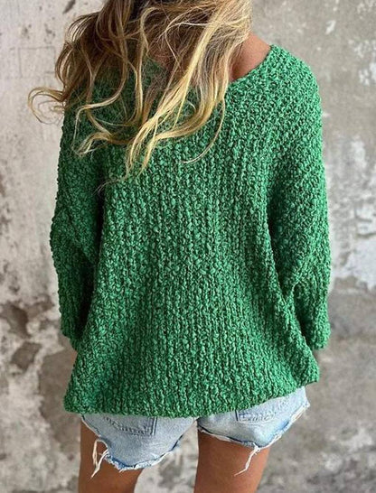 Masyal - Knit V-Neck Relaxed Long Sleeve Sweater