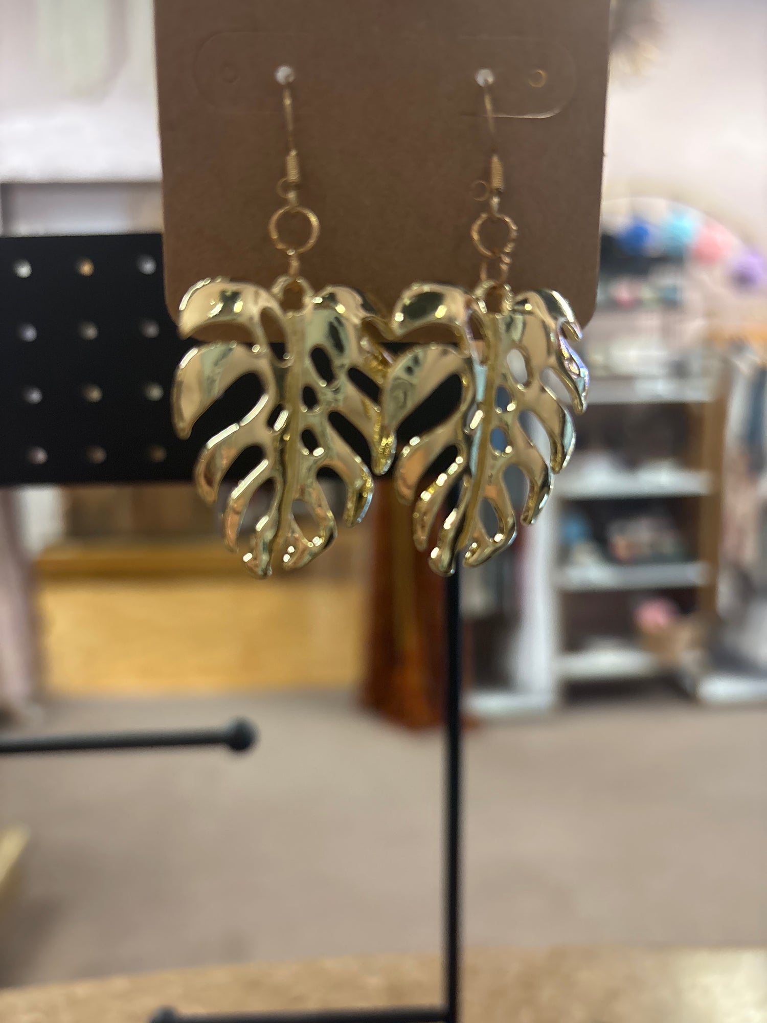 OhHeyBec--Gold leaf dangle earrings