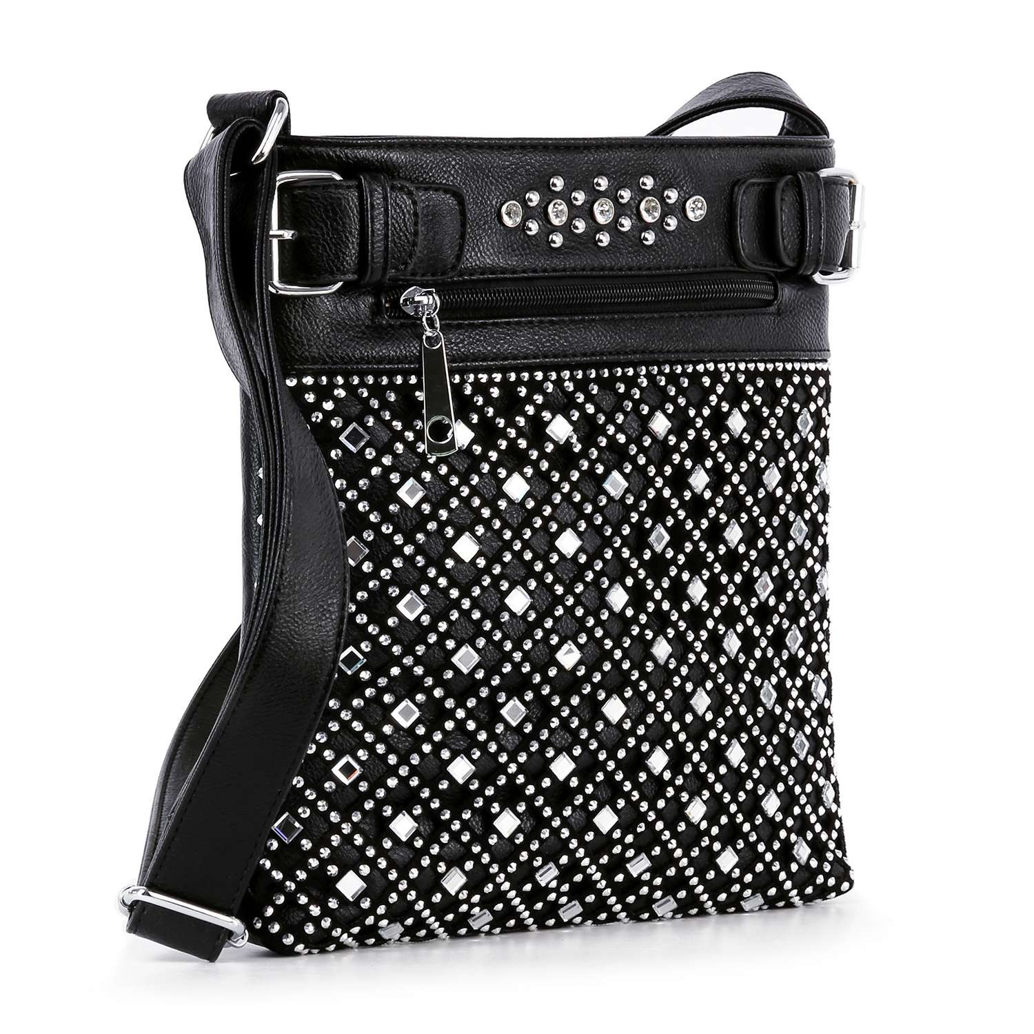 Handbag Express - Decorative Rhinestone Crossbody Sling