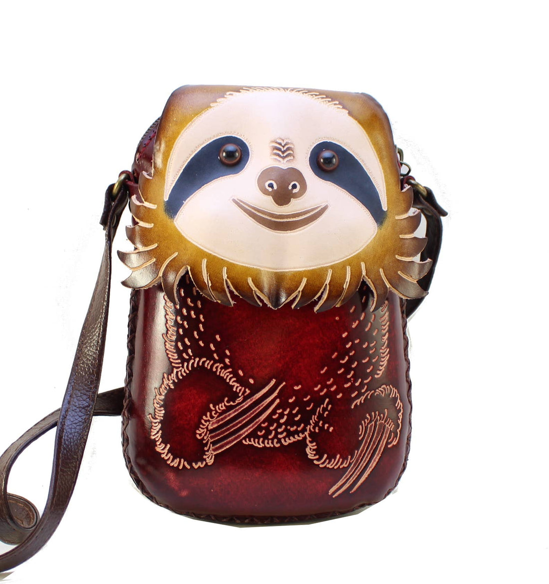 Sunflower Handmade leather inc - Leather Sloth Rectangle Pouch purse clutch crossbody