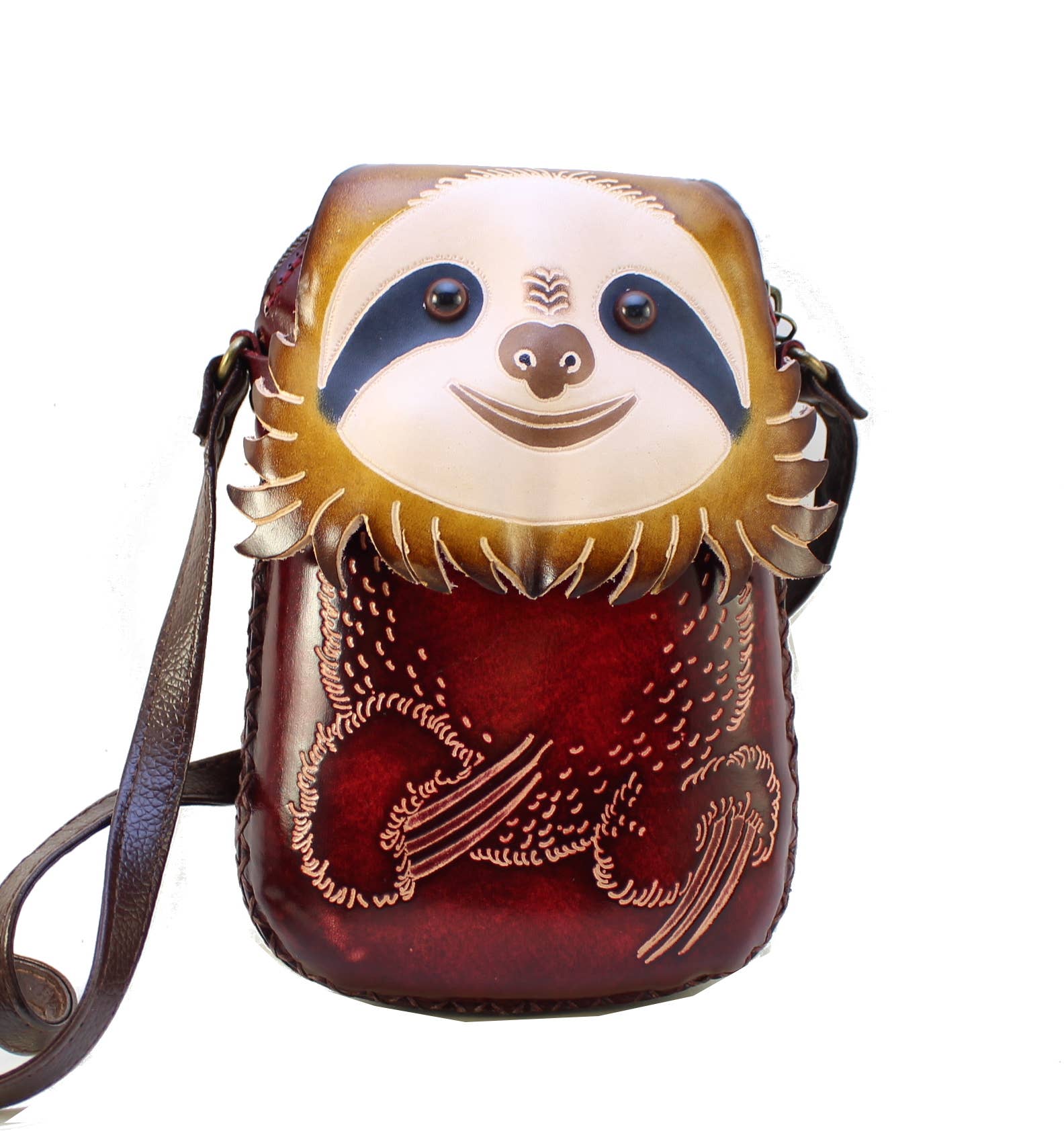 Sunflower Handmade leather inc - Leather Sloth Rectangle Pouch purse clutch crossbody