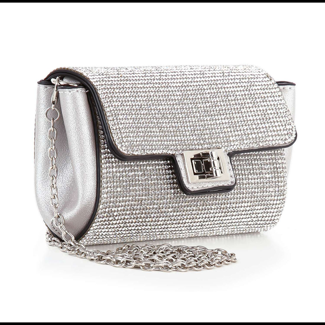 Handbag Express - Twist Lock Rhinestone Clutch Shoulder Bag
