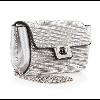 Handbag Express - Twist Lock Rhinestone Clutch Shoulder Bag