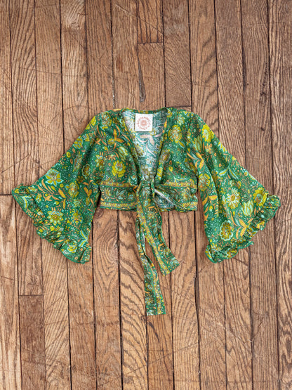 Gardenbelle Shop - Baby Toddler Bell Sleeve Top, Hippie Boho Flower Tie Front