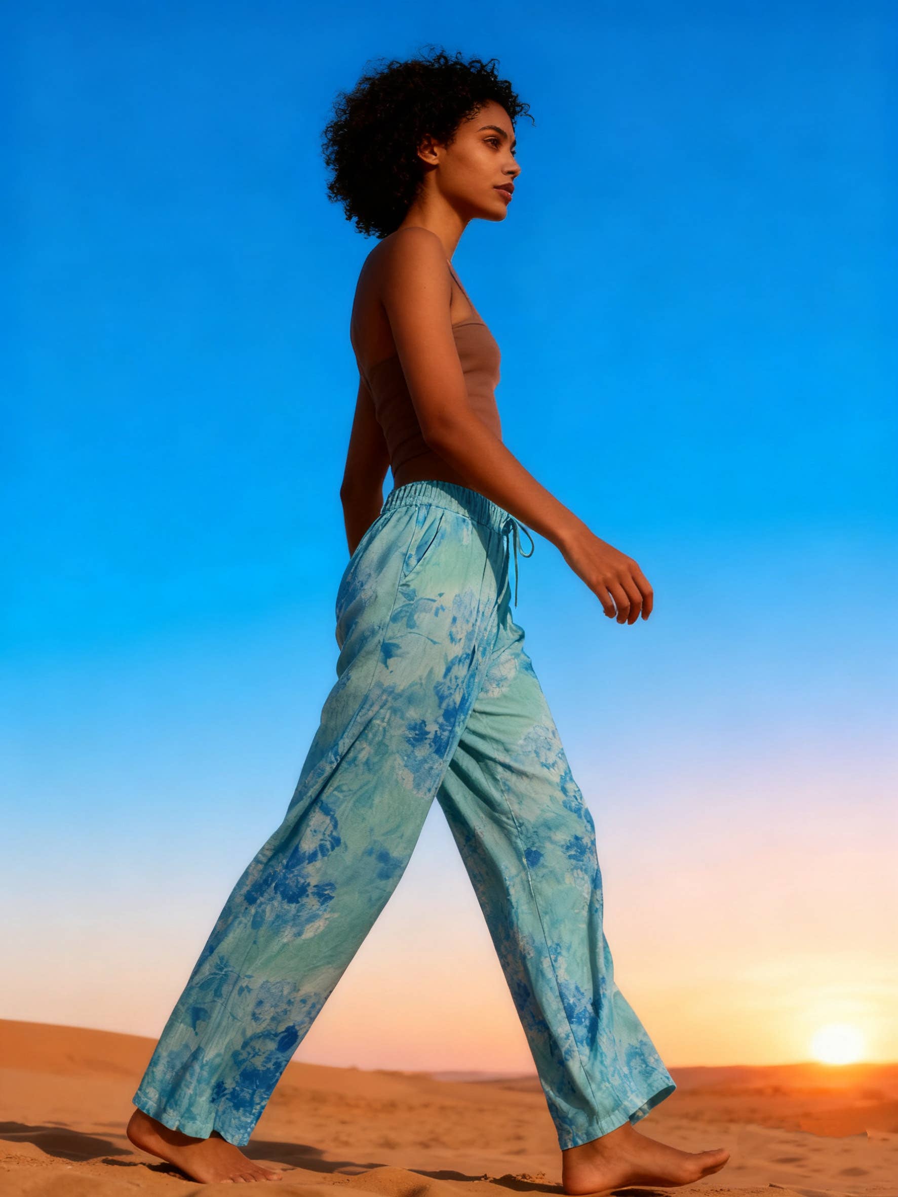 last queen - Wide-leg watercolor print pants