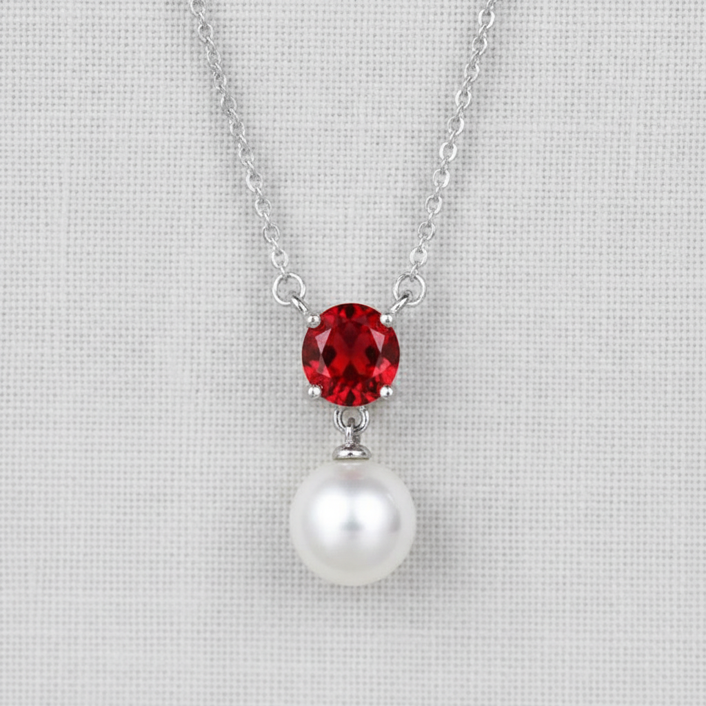 camilla dovey - Solitaire Pearl and Zirconia Pendant Necklace
