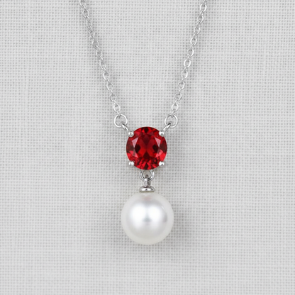 camilla dovey - Solitaire Pearl and Zirconia Pendant Necklace