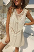  Crochet V-Neck Vest Dress Beach Cover-Up