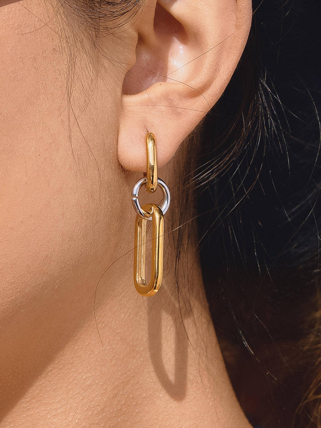 Flânerie by MAIQ - Viori 18K Gold Non-Tarnish Two Tone Link Earrings