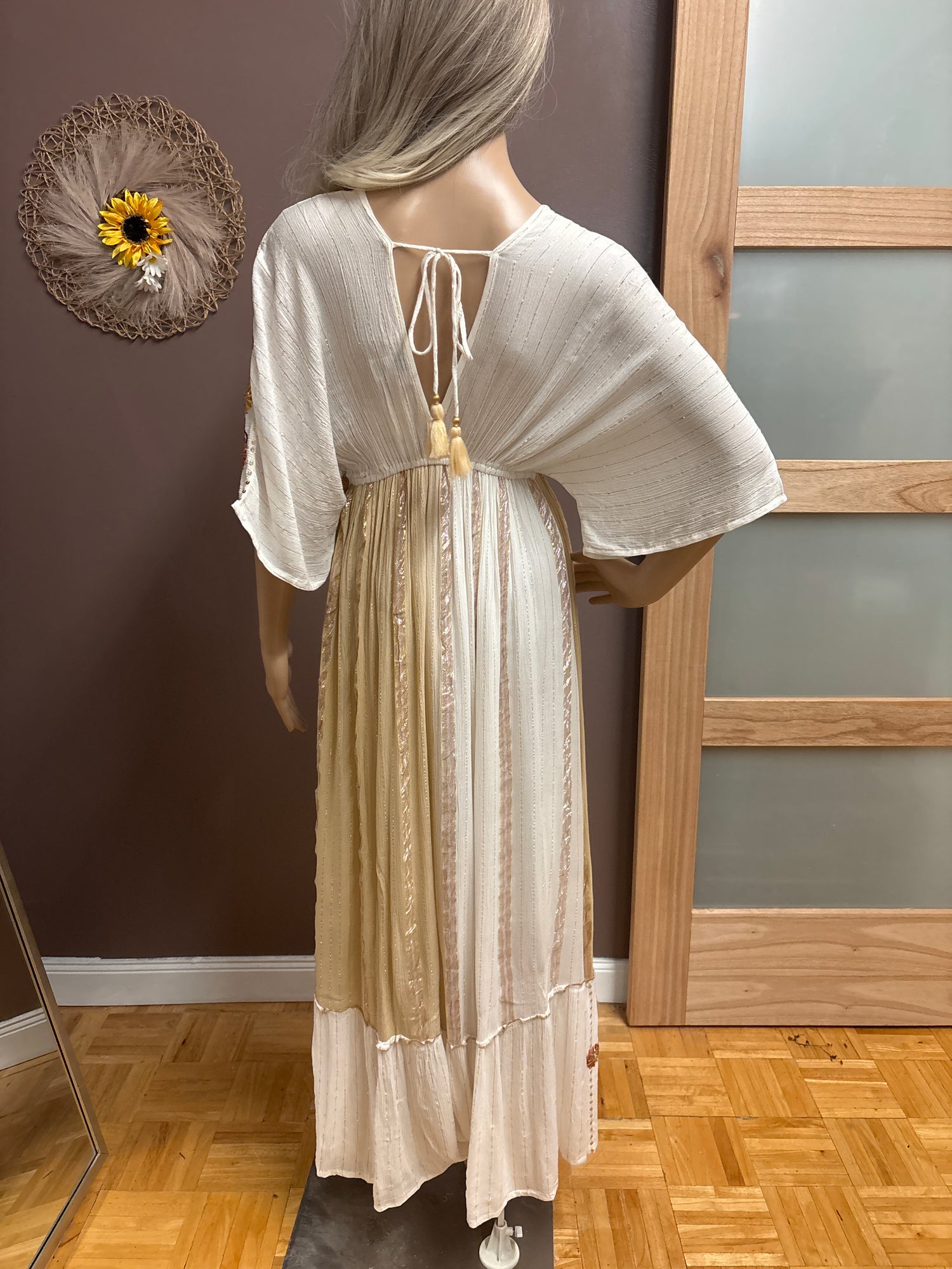 Indian Tropical Fashion-Sequin and embroidery kaftan dress