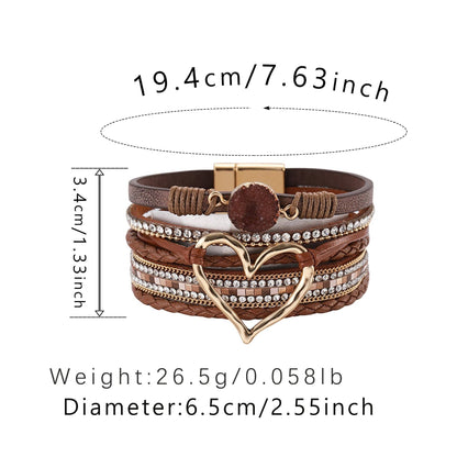 Mio Queena - Multi-Layer Heart Charm Bangle Bracelets