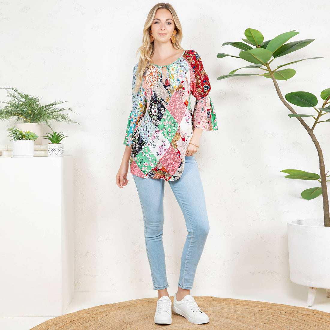 - The Bohemian Patchwork Peasant Top