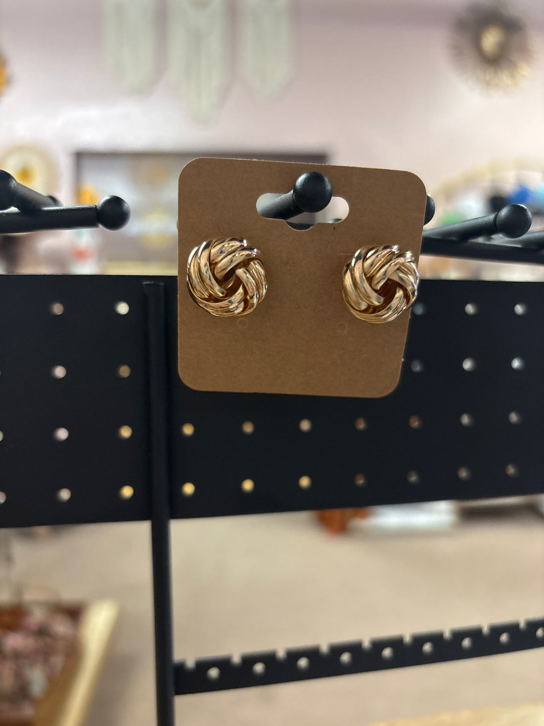 OhHeyBec--Clip on Gold knot stud earrings
