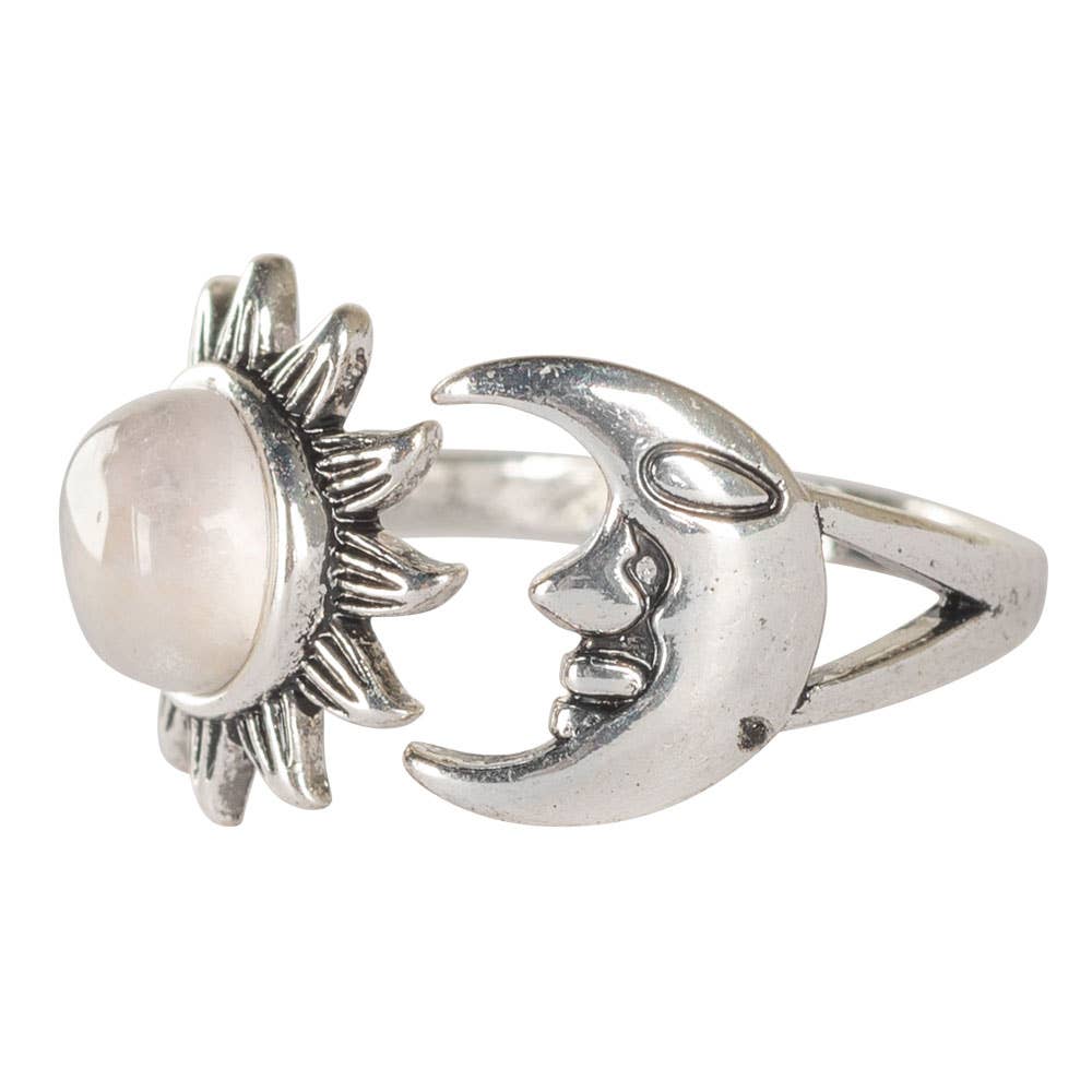 Benjamin International - Rose Quartz Sun &amp; Moon Adjustable Ring