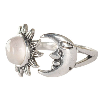 Benjamin International - Rose Quartz Sun &amp; Moon Adjustable Ring