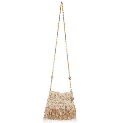 Mary Frances Accessories - Dance All Night Ivory and Gold Scallops and Drape Handbags