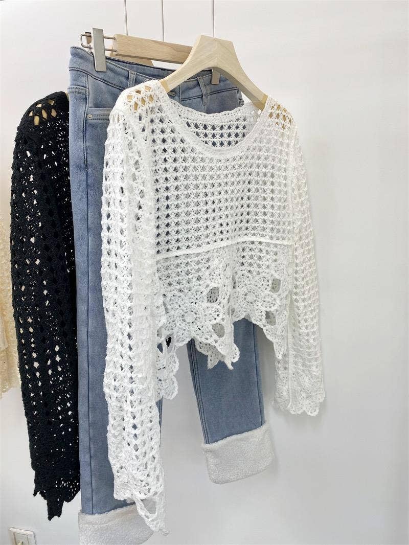 Hope &amp; Sunshine - Embroidered Lace Crop Top