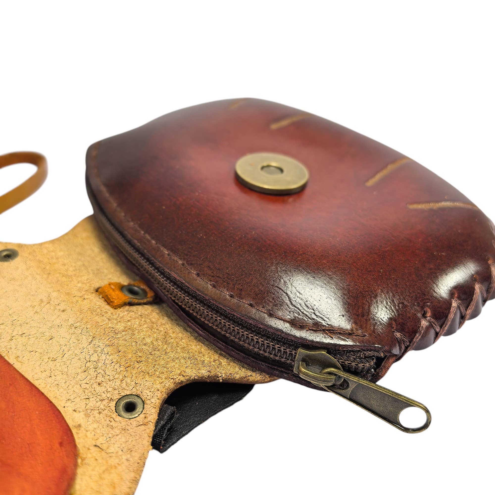 Sunflower Handmade leather inc - Dog With Bone Handmade Leather Wristlet leather coin purse wallet