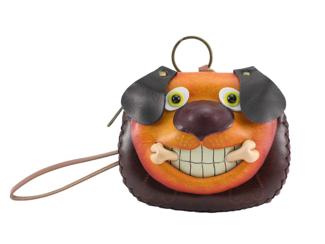 Sunflower Handmade leather inc - Dog With Bone Handmade Leather Wristlet leather coin purse wallet