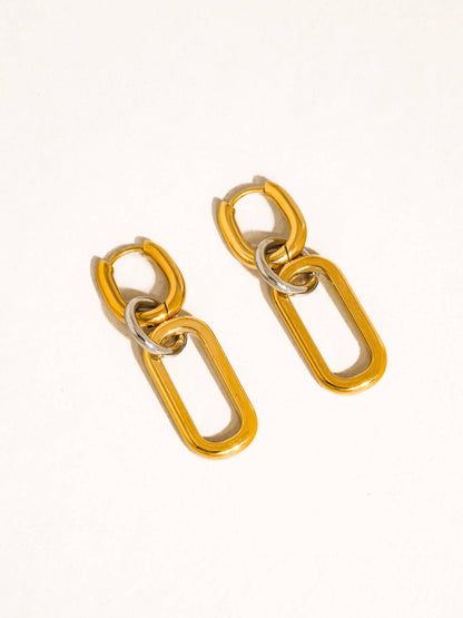 Flânerie by MAIQ - Viori 18K Gold Non-Tarnish Two Tone Link Earrings