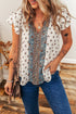 Little Daisy Closet - LDC Boho Pattern Print Tiered Ruffled V Neck Blouse