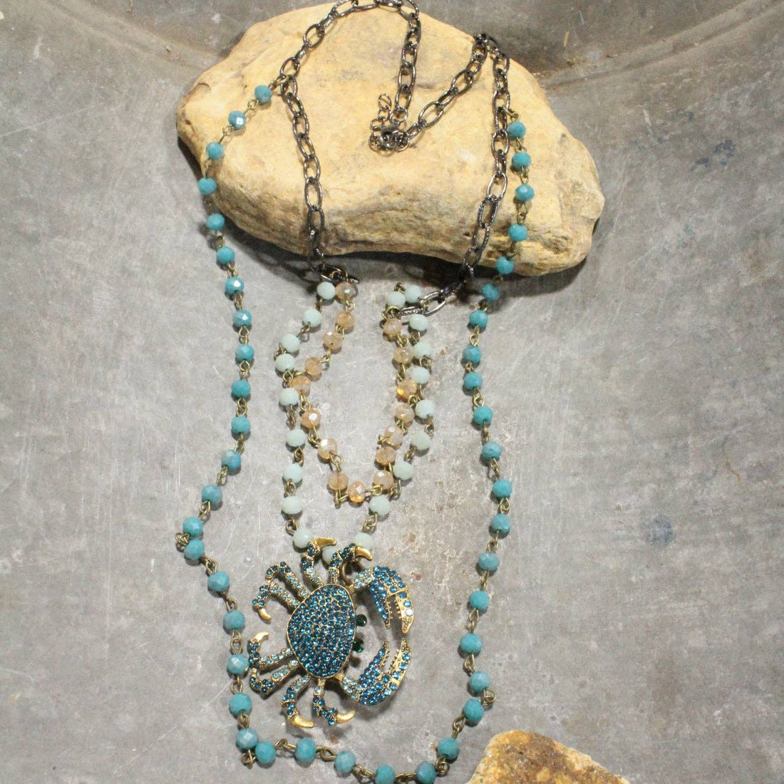 The Primitive Peddler, Inc. - The Crab Crawl Blue Layered Necklace
