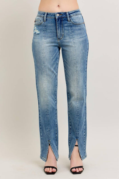 Judy Blue Jeans - HW Vintage Wash Front Seam &amp; Slit Straight