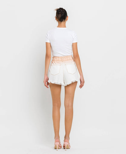 VERVET by FLYING MONKEY - SUPER HIGH RISE PAPERBAG WAISTBAND OMBRE SHORTS V2771