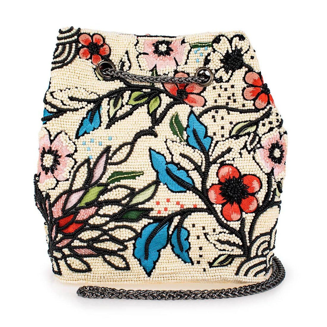 Mary Frances Accessories - Flower Child Crossbody/Shoulder Beaded Mini Bucket Handbag