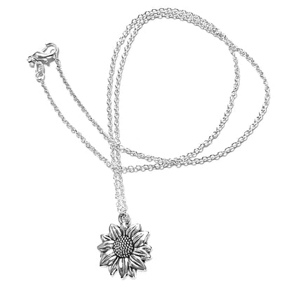 Broken Record Boutique - Silver Sunflower Pendant Charm Necklace