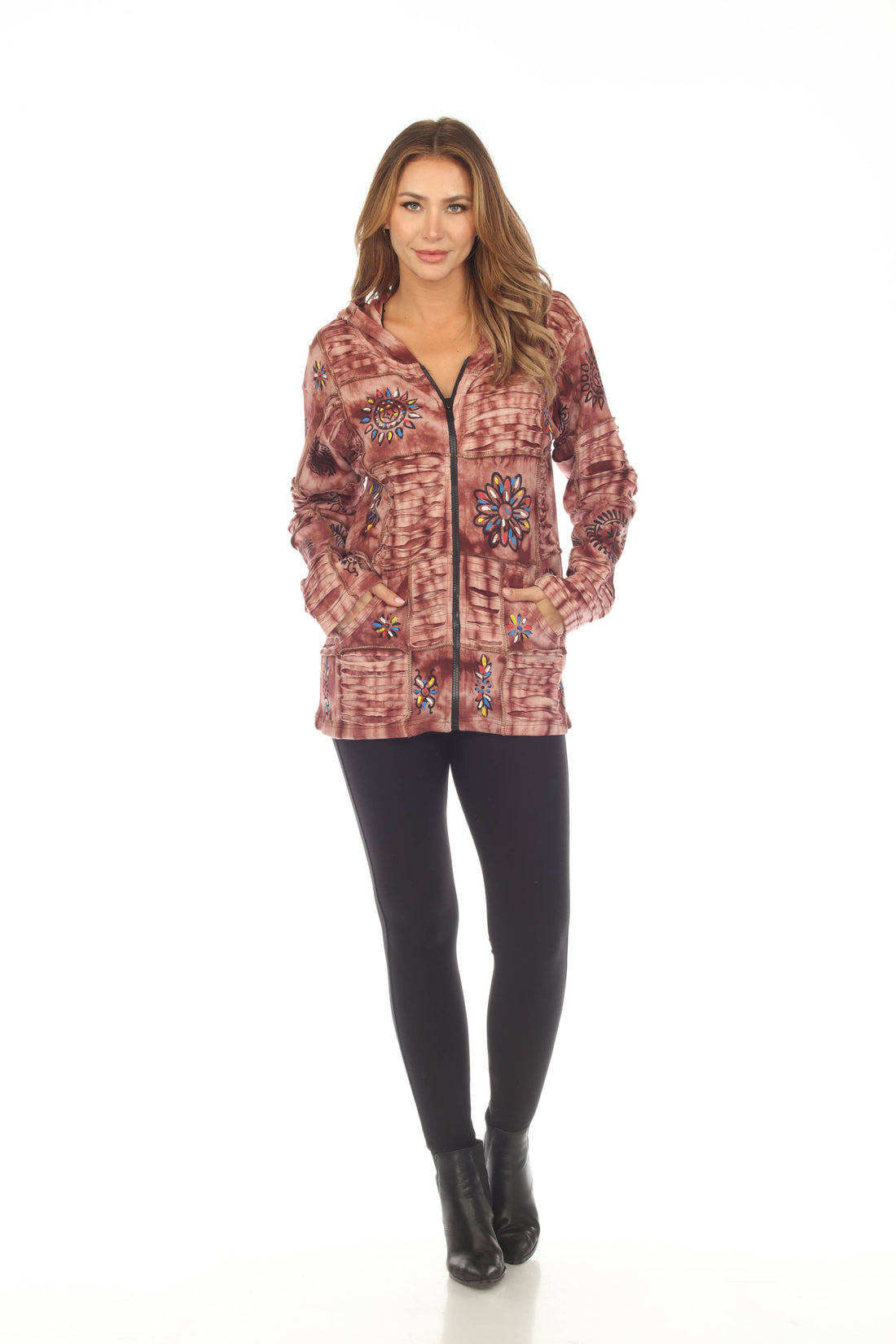 Rising International Inc - Cotton Razor Cut Patchwork Block Hand Brush Jacket