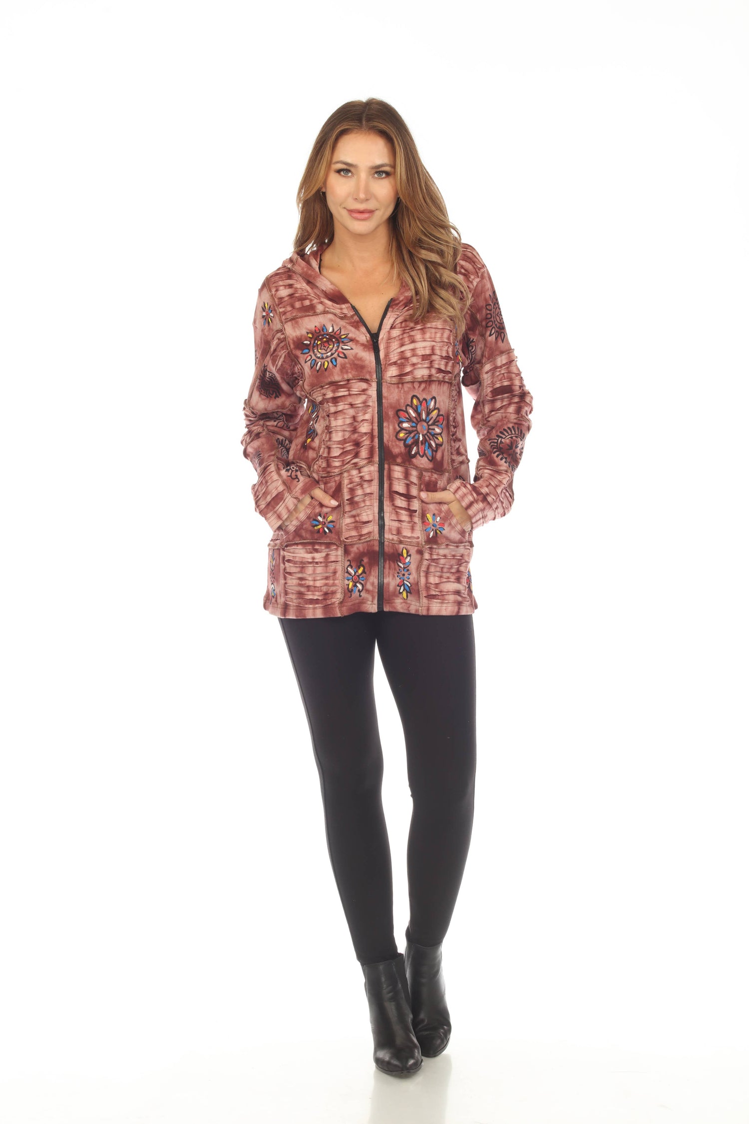 Rising International Inc - Cotton Razor Cut Patchwork Block Hand Brush Jacket