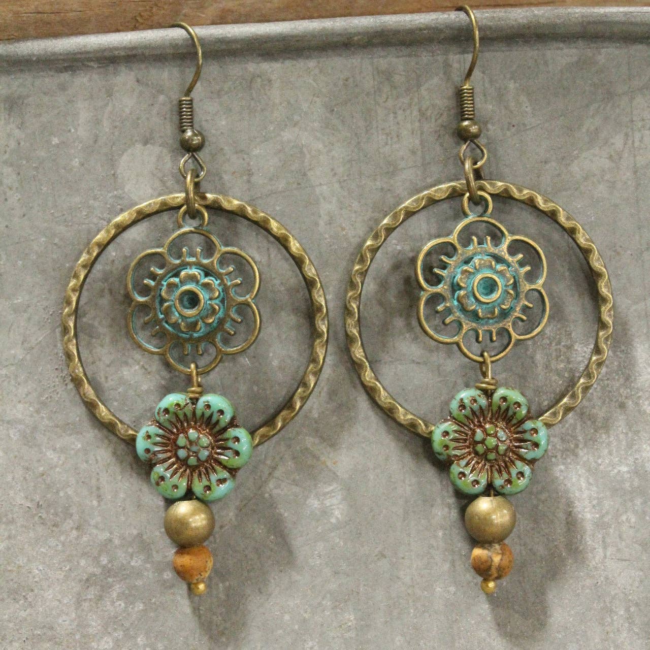 The Primitive Peddler, Inc. - Green As Spring Dangle Drop Earrings